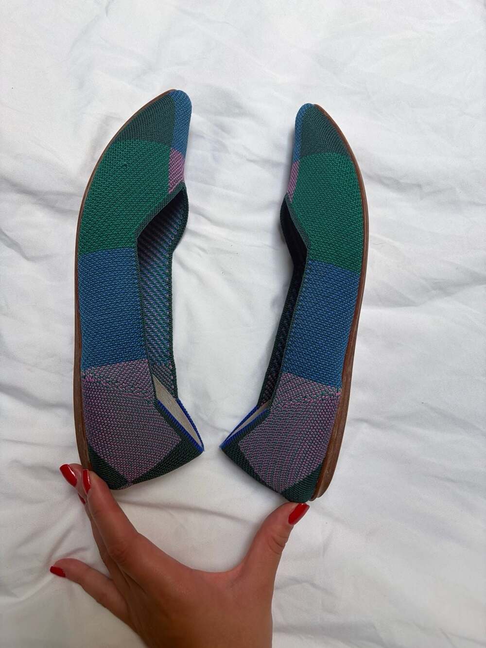 Rothy's The Point Multi-Color Geometric Pattern Knit Flats 8.5 - Picture 5 of 11